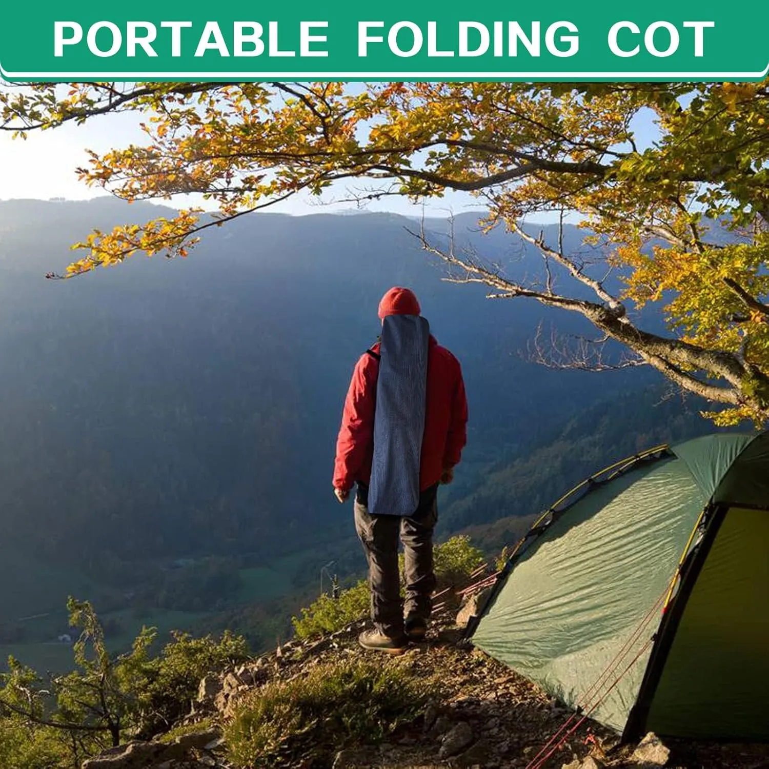 Camping Cot with Mattress Comfortable and Sturdy Load up to 450LB Cots for Sleeping Camping Bed with Carry Bag Folding Cot for Home Vacation Office Outdoor Indoor