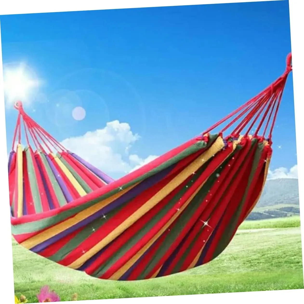 Camping Hammock Swing Double Person Fashion Canvas Easy to Carry for Outdoor Relaxation