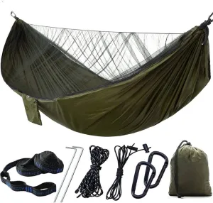 Camping Hammock with Mosquito Nets Outdoor Tourist Hanging Hammocks Portable Parachute Nylon Hiking Hammock for Backpacking Hiking Travel