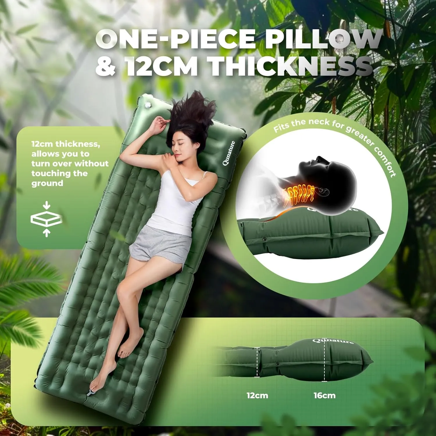 Camping Mattress Sleeping Pad for Outdoor Camping Ultra-Light Inflatable Camping Bed with Built-in Pillow - Air Pad, Carry Bag - Compact & Lightweight Camping Gear Essentials