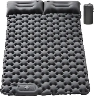 Camping Sleeping Pad，Camping Mattress 2 Person with Pillow Built-in Pump，Portable Sleeping Bed Compact for Camping Hiking Backpacking Outdoor(Grey-Full)