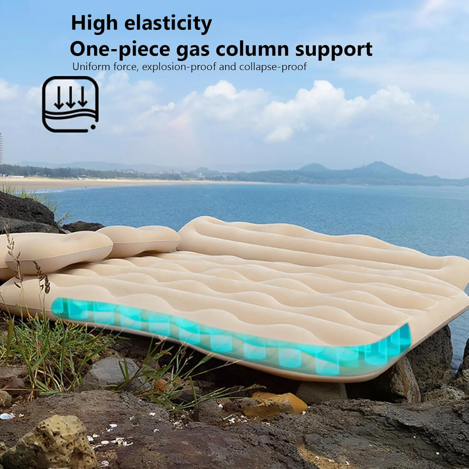Car Air Mattress for Lynk & Co 09,7seats 2021 2022 2023 2024 Thickened Durable Car Camping Air Mattress Bed with Air Pump Inflatable Sleeping Mat,D