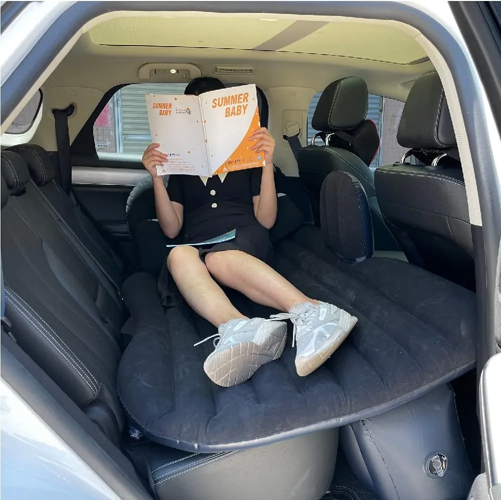 Car Air Mattress, Inflatable Car Mattress for Back Seat, Car Bed with Air Pump, Home Sleeping Pad (TM Black)