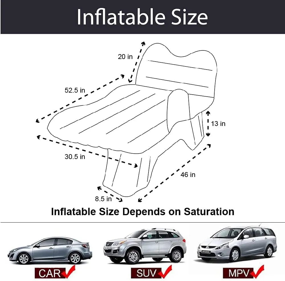 Car Air Mattress, Inflatable Car Mattress for Back Seat, Car Bed with Air Pump, Home Sleeping Pad (TM Black)