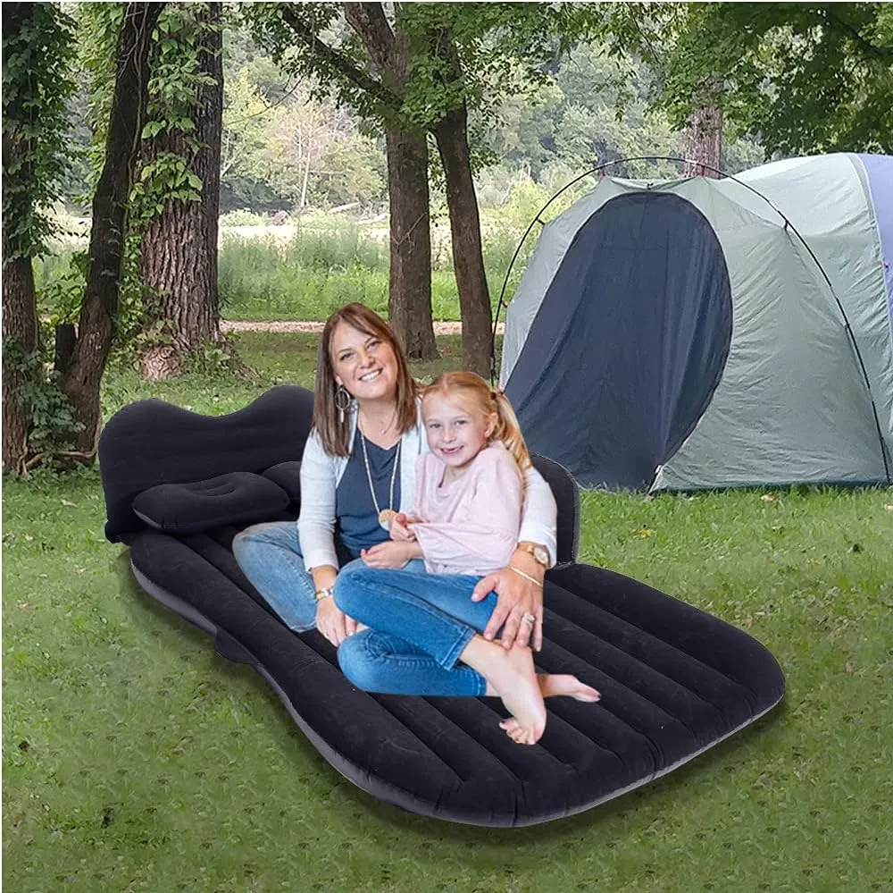 Car Air Mattress, Inflatable Car Mattress for Back Seat, Car Bed with Air Pump, Home Sleeping Pad (TM Black)