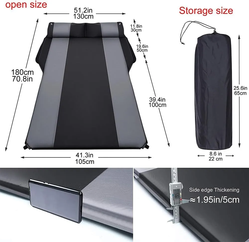 Car Automatic Inflatable Bed for BMW X6 G06 2019 2020 2021 2022 2023, Portable Movable Thickened Trunk Sleeping Bed Outdoor Camping Hiking Air Mattress,Grey