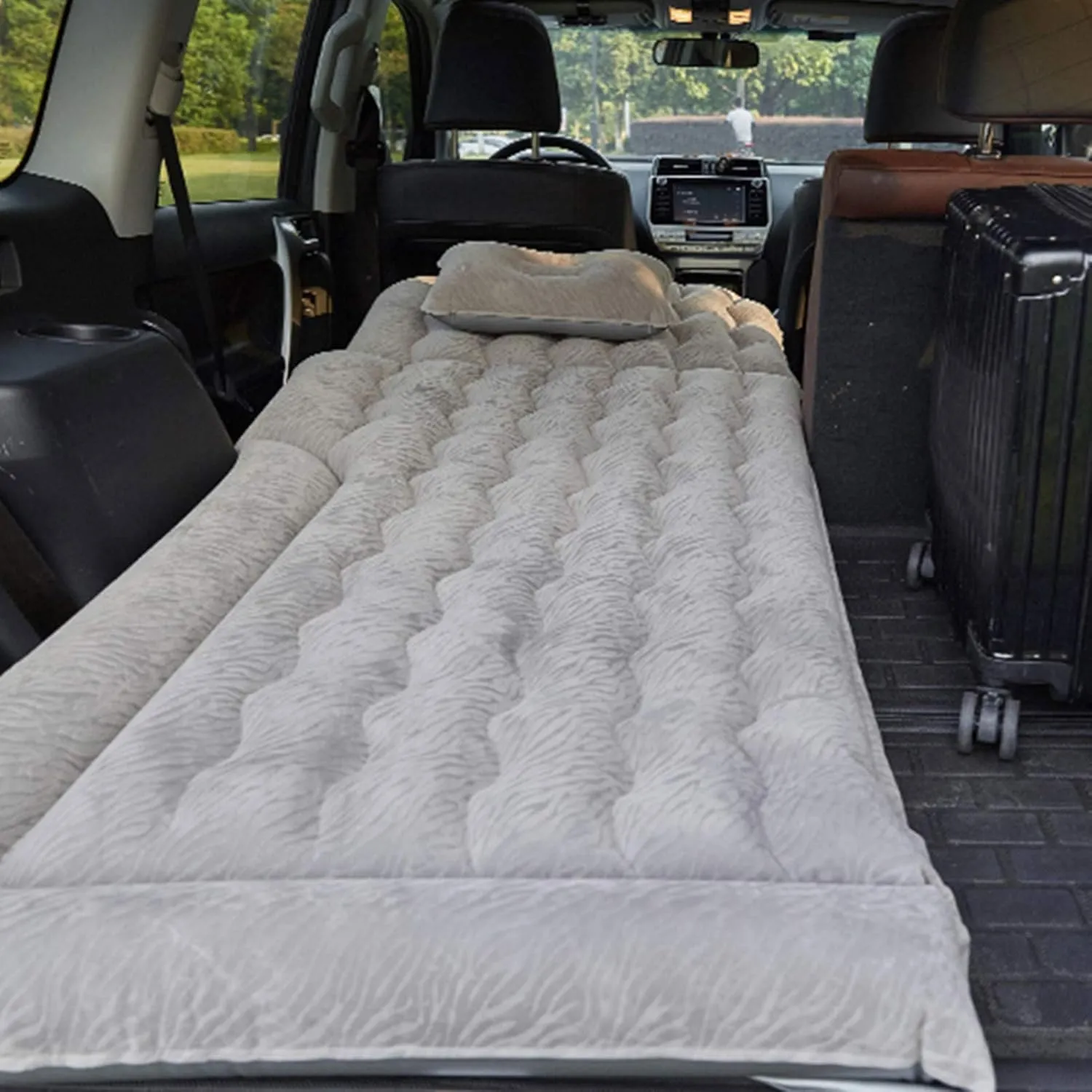 Car Bed for Lincoln Navigator 2014-2019 2020 2021 2022 2023 2024 2025, Portable Folding Double Car Air Mattress Trunk Airbed Sleeping Bed Traveling Car Accessories,Grey