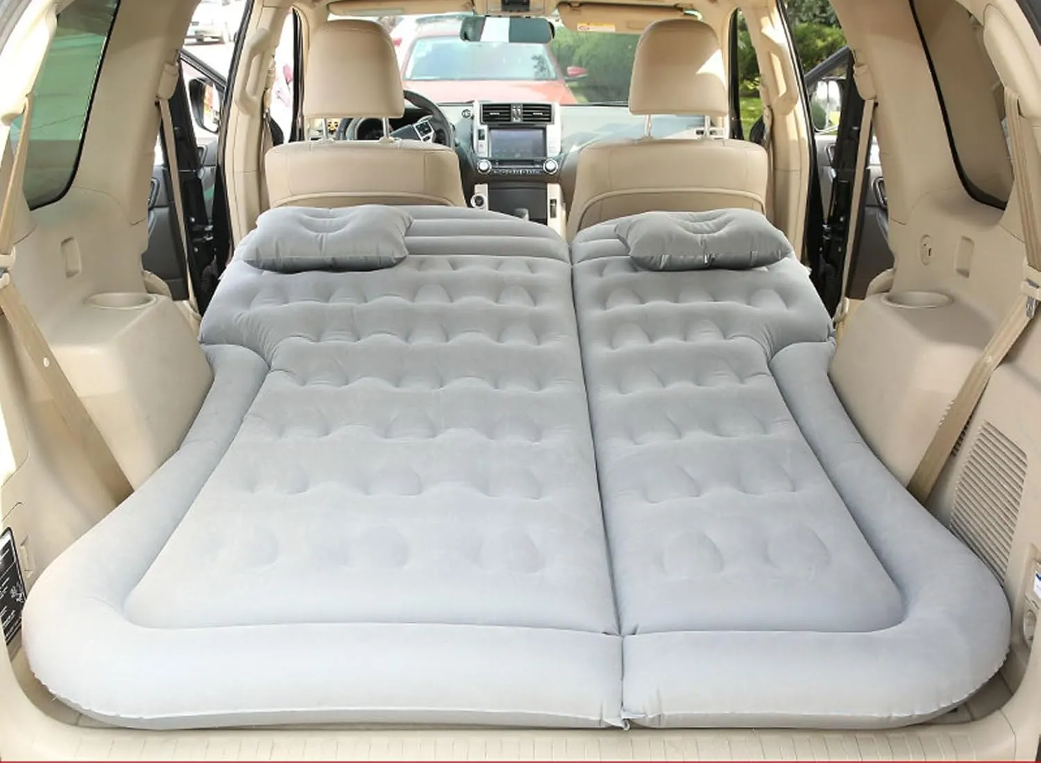 Car Bed for Lincoln Navigator 2014-2019 2020 2021 2022 2023 2024 2025, Thickened Double-Sided Portable Foldable Sleeping Pad Car Inflatable Mattress Car Accessories,Grey