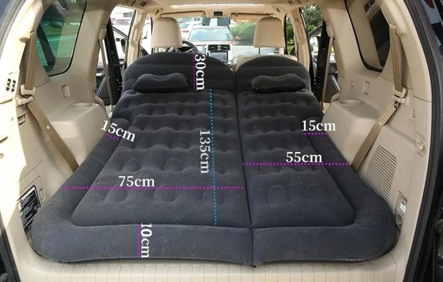 Car Bed for Lincoln Navigator 2014-2019 2020 2021 2022 2023 2024 2025, Thickened Double-Sided Portable Foldable Sleeping Pad Car Inflatable Mattress Car Accessories,Grey