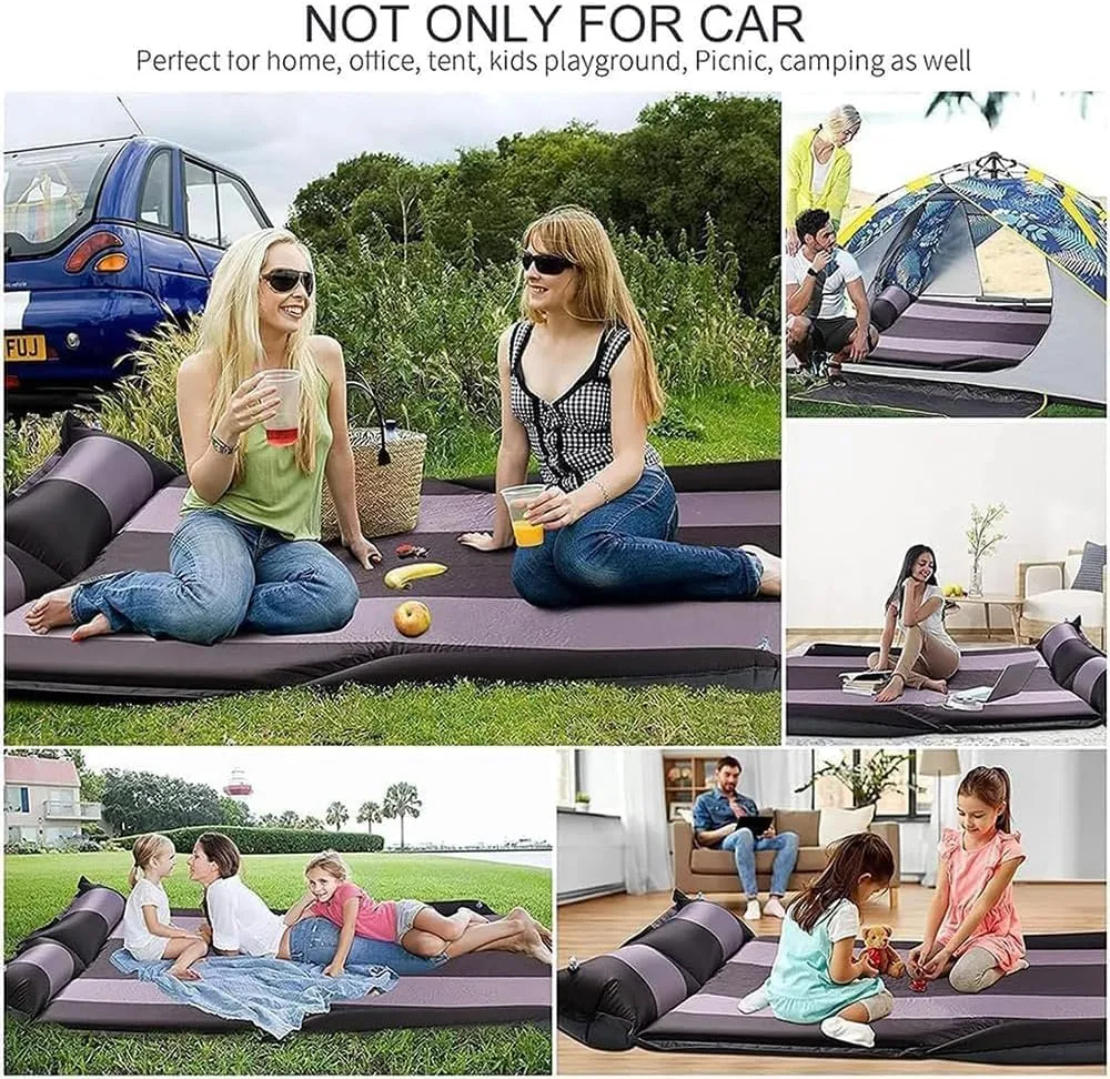 Car Inflatable Mattress Car Air Mattress, Inflatable SUV Truck Car Camping Mattress for Back Seat,Self Inflating Sleeping Pad Thickened Air Bed Cushion Camping Travel Mattress(Color:Blue)