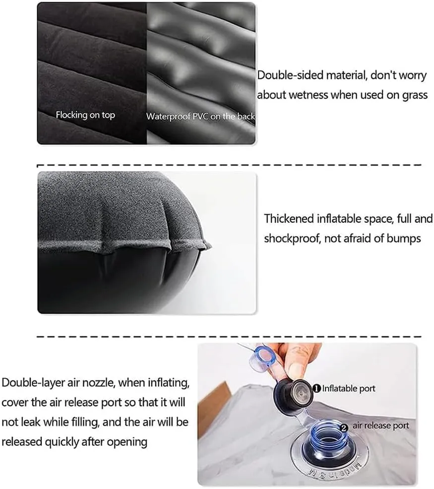 Car Inflatable Mattress for Mitsubishi Outlander 2013-2018 2019 2020 2021 Portable Car Air Bed Rear Trunk Camping Bed Back Seat Air Mattress Folding Air Bed Cushion,Black