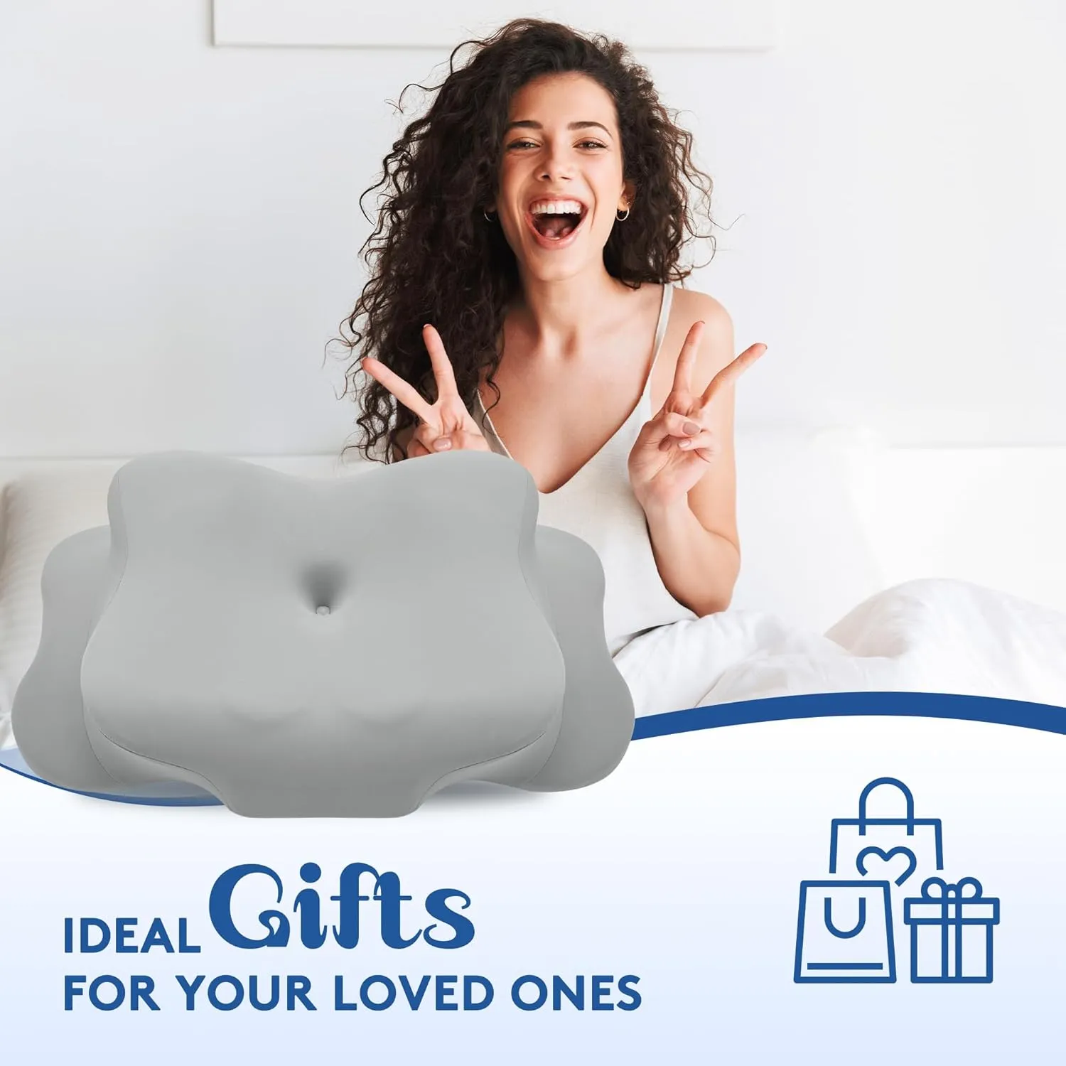 Cervical Pillow for Neck Pain Relief, Cooling Contour Memory Foam Pillows Support Odorless Ergonomic Neck Pillow Adjustable Orthopedic Bed Pillow for Side Back Stomach Sleeper with Pillowcase，Grey