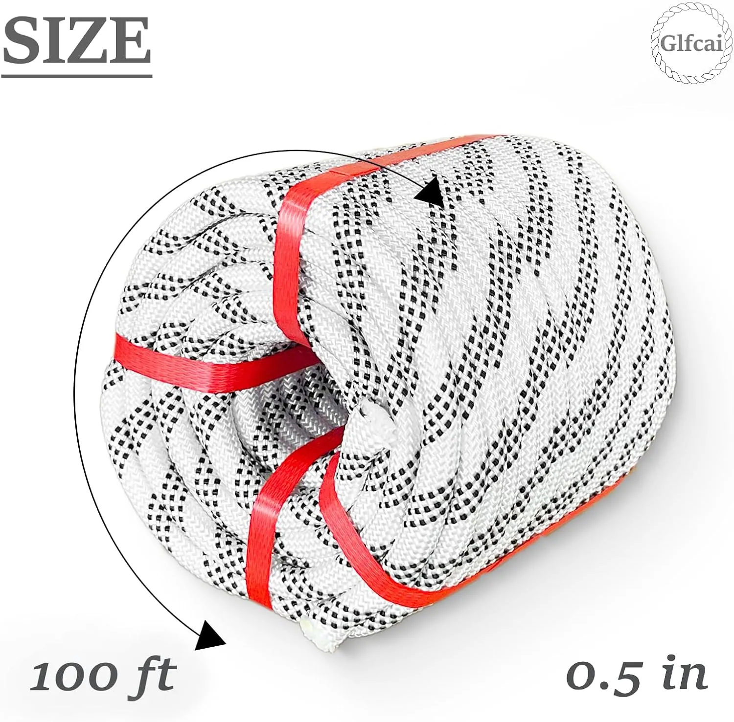 Climbing Rope 1/2 in x 100 Ft White Bull Rope Polyester Braided Arborist Rope 1/2 inch 48 Strands 100ft for Tree Pulling,Nautical Rigging Rope Swing
