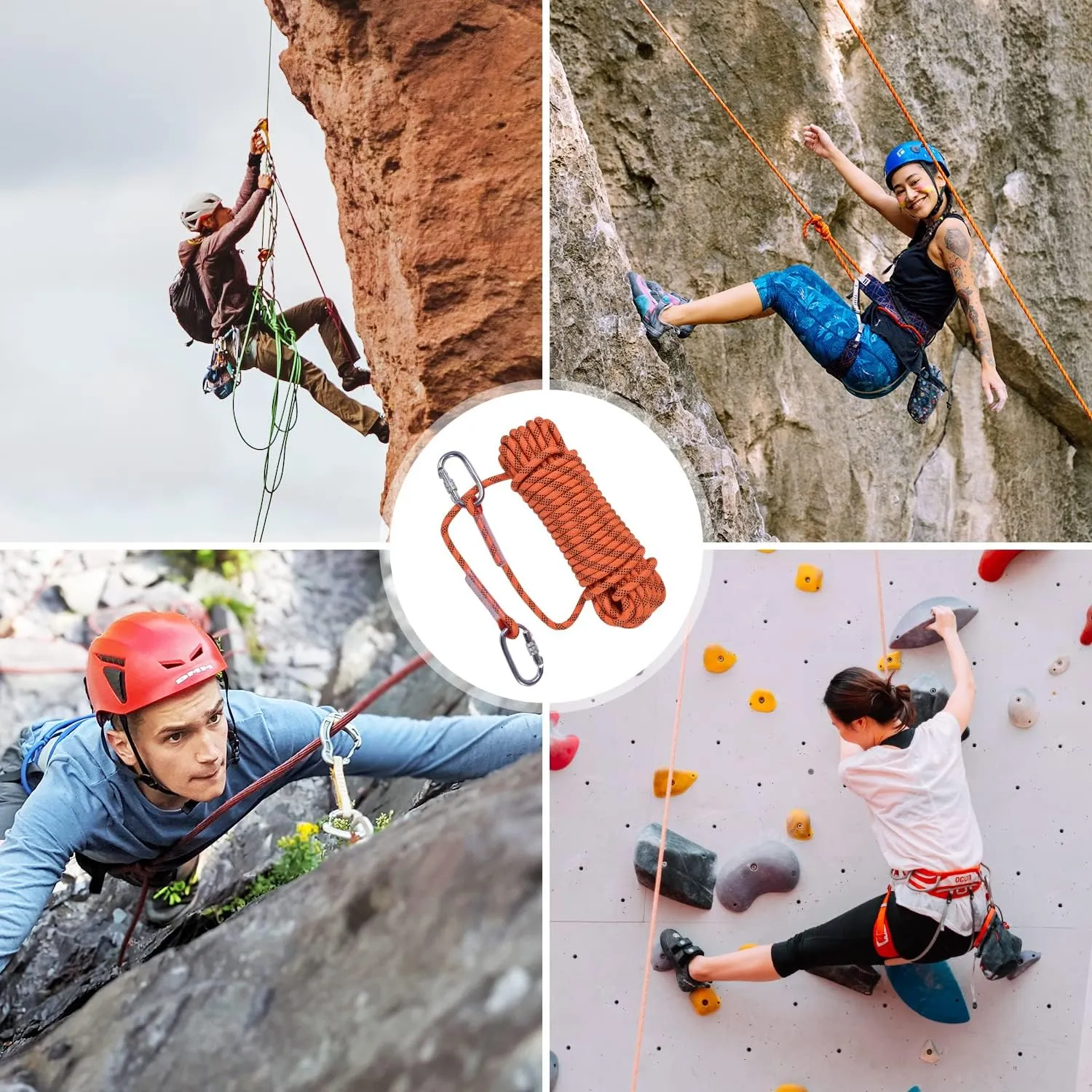 Climbing Rope, 12 mm Static Climbing Rope, 32FT(10M) 65FT(20M) 100FT(30M) 164FT(50M) Outdoor Rock Climbing Rope, Escape Rope, Rappelling Rope, Fire Rescue Parachute Rope
