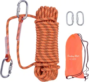 Climbing Rope, 12 mm Static Climbing Rope, 32FT(10M) 65FT(20M) 100FT(30M) 164FT(50M) Outdoor Rock Climbing Rope, Escape Rope, Rappelling Rope, Fire Rescue Parachute Rope