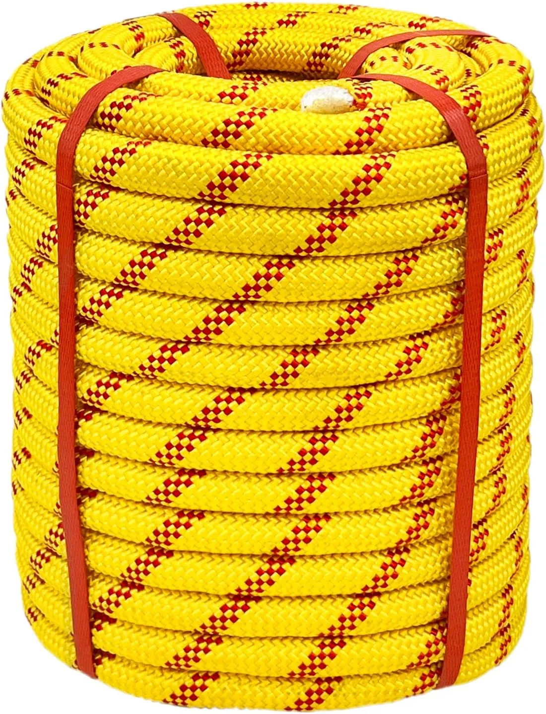 Climbing Rope Yellow Bull Rope 3/4 in x 100 Ft Polyester Braided Arborist Rope 48 Strands Climbing Rope for Adults for Tree Pulling,Nautical Rigging Rope Rope Swing for Tree