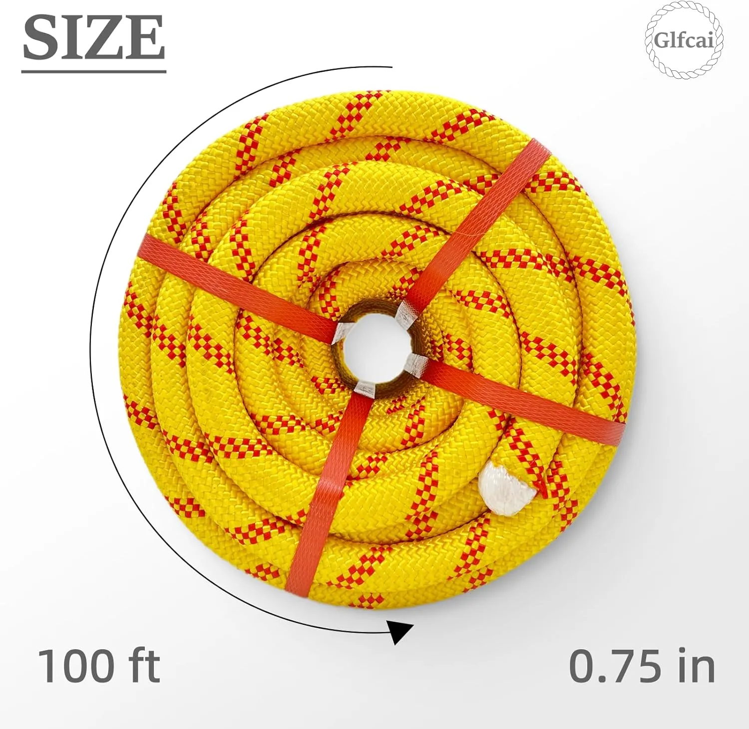 Climbing Rope Yellow Bull Rope 3/4 in x 100 Ft Polyester Braided Arborist Rope 48 Strands Climbing Rope for Adults for Tree Pulling,Nautical Rigging Rope Rope Swing for Tree