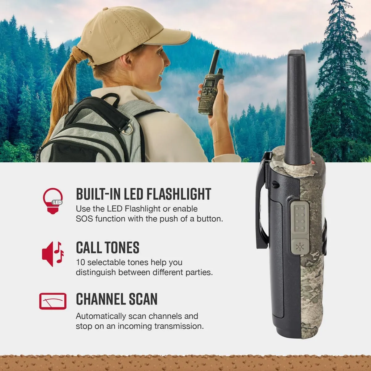 Cobra 32-Mile, Rugged Two-Way Radio, Truetimber Strata, 2 Pack