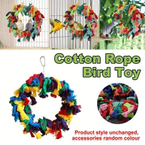 Colorful Cotton Ring Toy for Birds – Durable Rope Perches for Birds