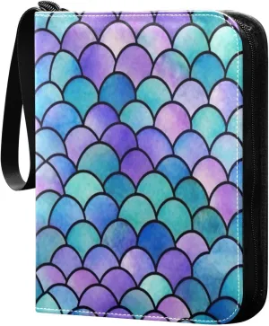 Colorful Scales Card Binder with Double Sided PU Leather Holder Albums Book with 400 Pockets for Collectible Trading Card Games Card