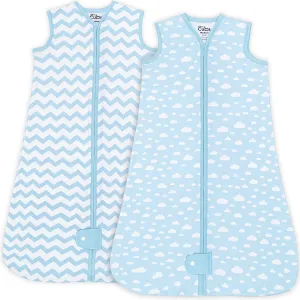 Comfy Cubs Baby Sleep Sack 18-24 Months, X-Large - Soft 100% Cotton Wearable Blanket for Babies & Toddlers - Breathable Sleeveless Sleep Bag for Baby with Covered Zipper - Blue