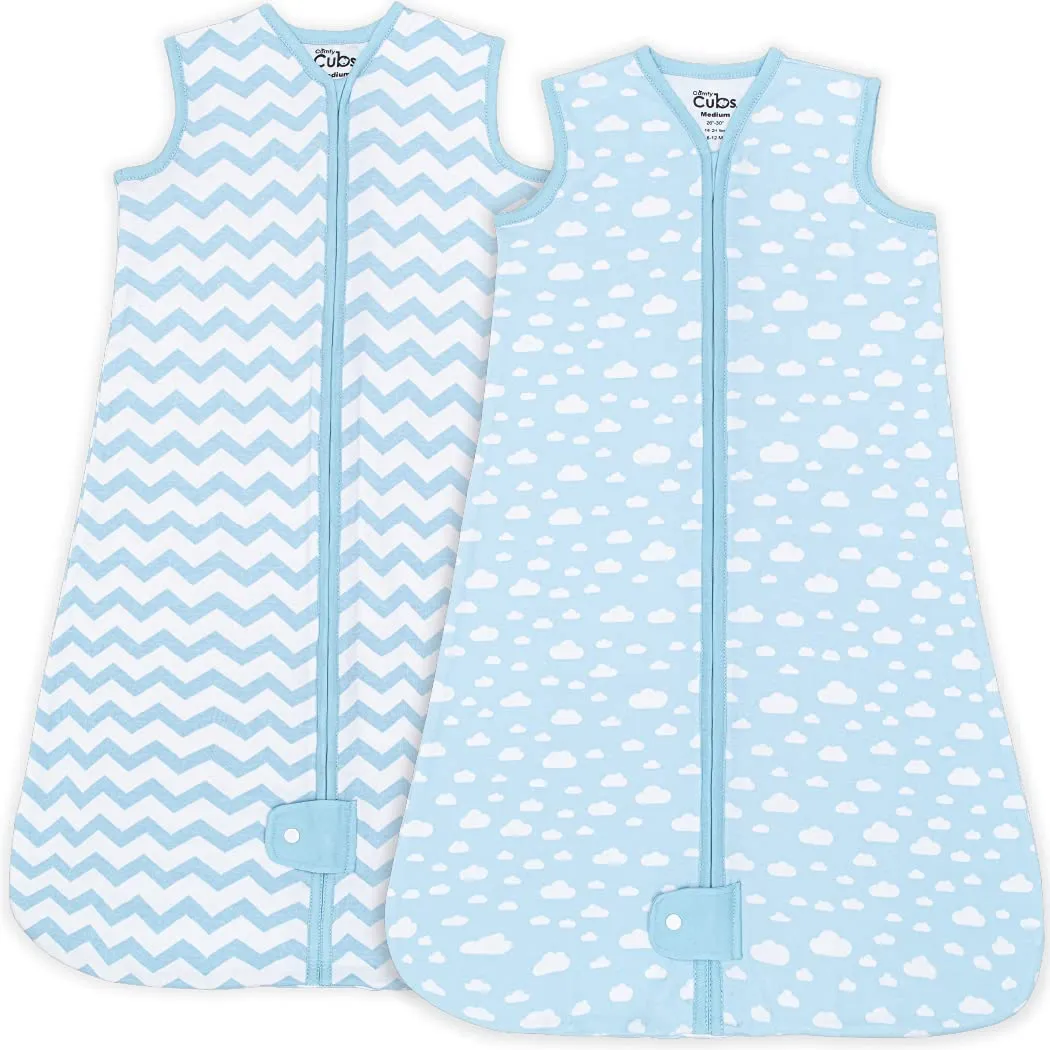 Comfy Cubs Baby Sleep Sack 18-24 Months, X-Large - Soft 100% Cotton Wearable Blanket for Babies & Toddlers - Breathable Sleeveless Sleep Bag for Baby with Covered Zipper - Blue