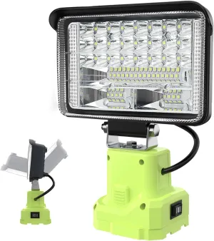 Compatible with Ryobi Light 18V One  Li-ion and Ni-mh Battery, Portable Flashlight LED Work Light 32W 5000LM 18V Cordless Battery Powered Flood Lights for Emergency Garage Shop Camping