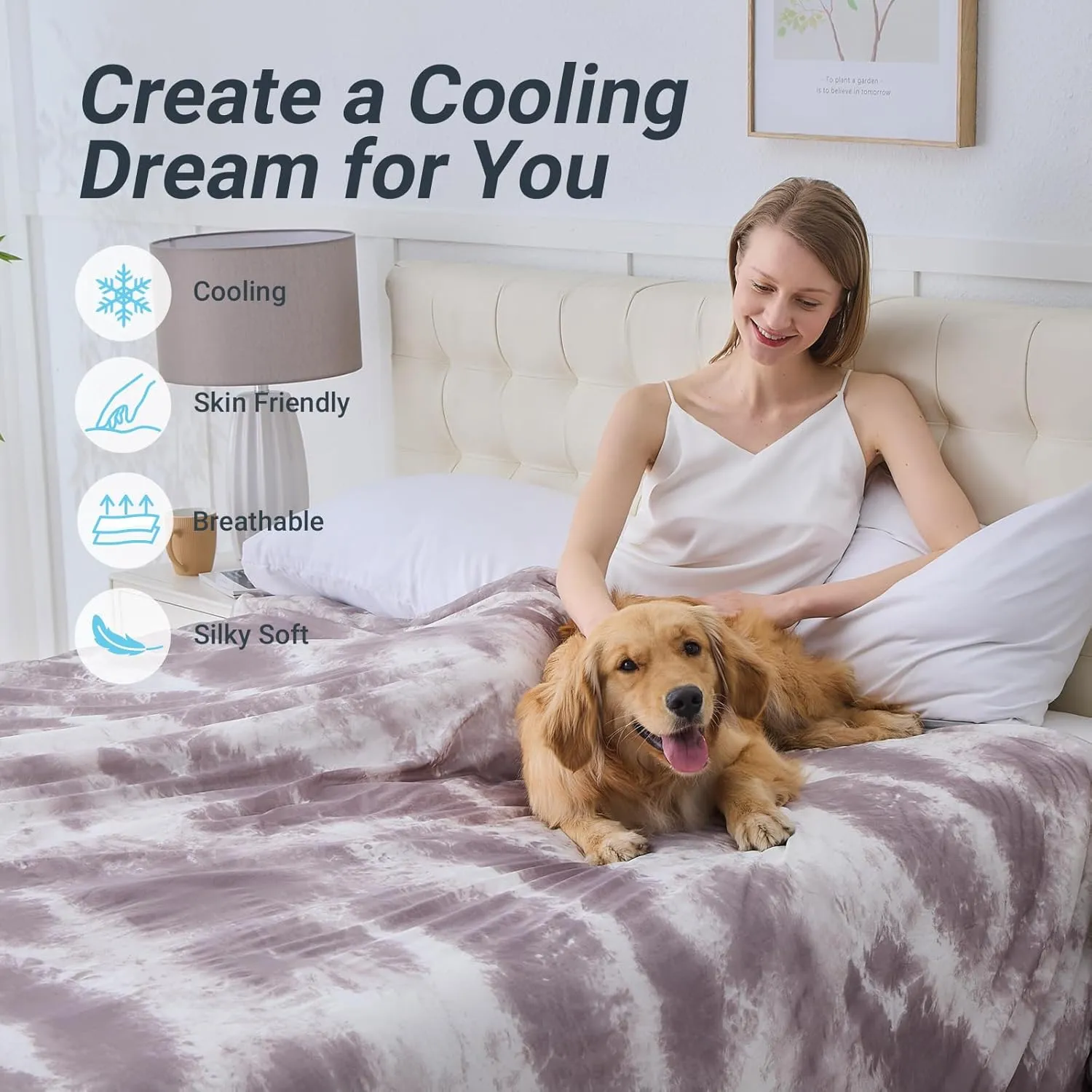 Cooling Comforter Queen Size, Double Sided Cooling Blankets for Hot Sleepers, Soft Breathable Lightweight Summer Cooling Comforter for Night Sweats Absorbs Body HEA