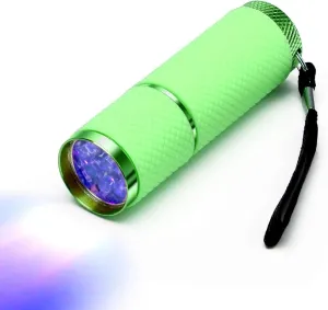Coolrunner LED Flashlight, Small Glow Flashlights with 9 LED Lights, Portable Light Nail Dryer for Nail Gel, Flashlight Mini Powerful Pet Urine Detector for Dog/Cat, Resin Curing (Green)