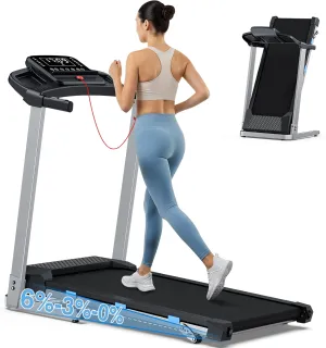 COZYINN Foldable Treadmill with Incline for Home Small - 350 lb Capacity, 3.0HP Quiet Folding Treadmill with Pulse Sensor and Bluetooth Speaker, App/Voice Control, 3 Level Incline, 7.6 MPH