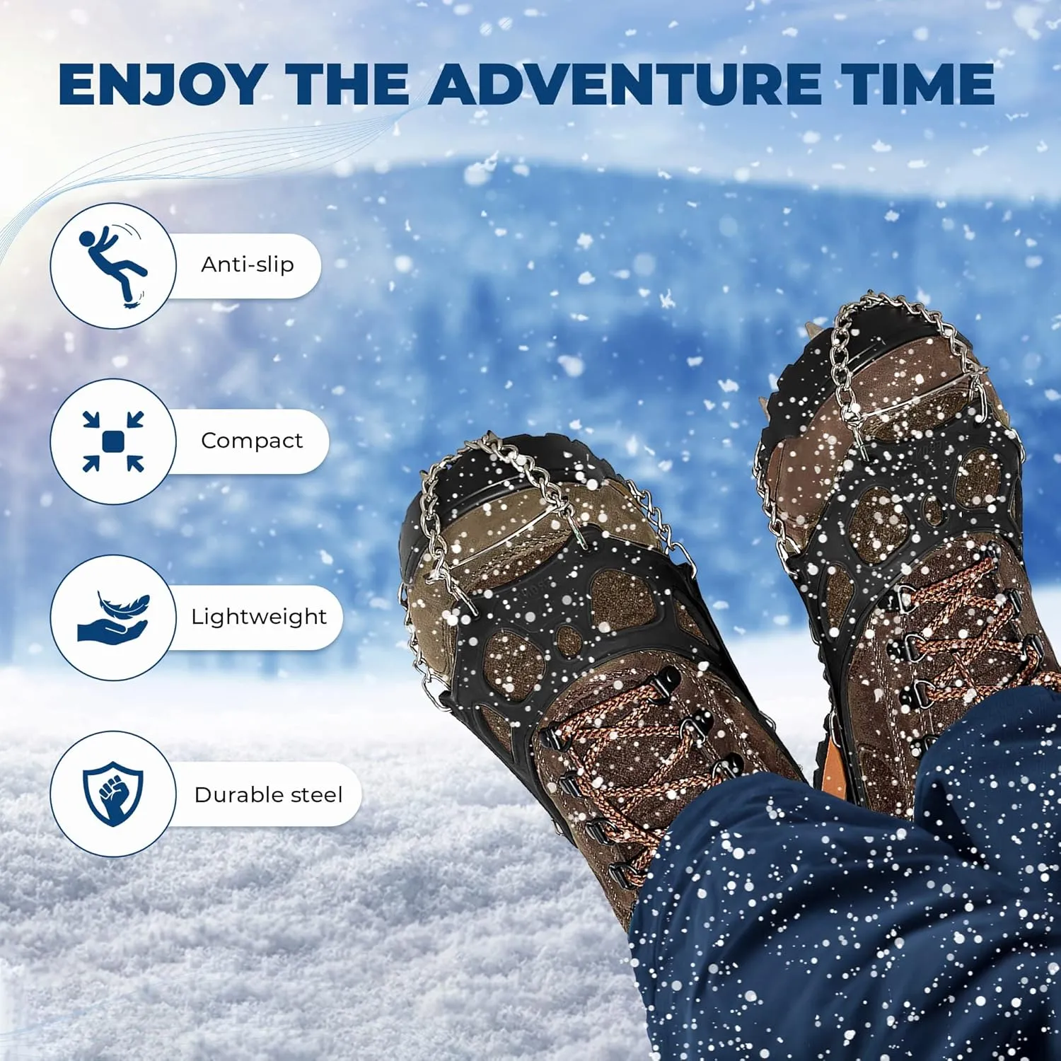 Crampons Ice Cleats for Hiking Spikes By Yatta Life - Professional Winter Boots with 12 Stainless Steel Spikes for Shoes & Boots - Outdoor Camping, Running, Mountaineering Ice & Snow Grips Accessories