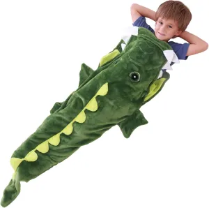 Crocodile Animal Tail Blanket, Soft Flannel Fleece Snuggle Blanket Sleeping Bag for Kids Teen Boys Girls