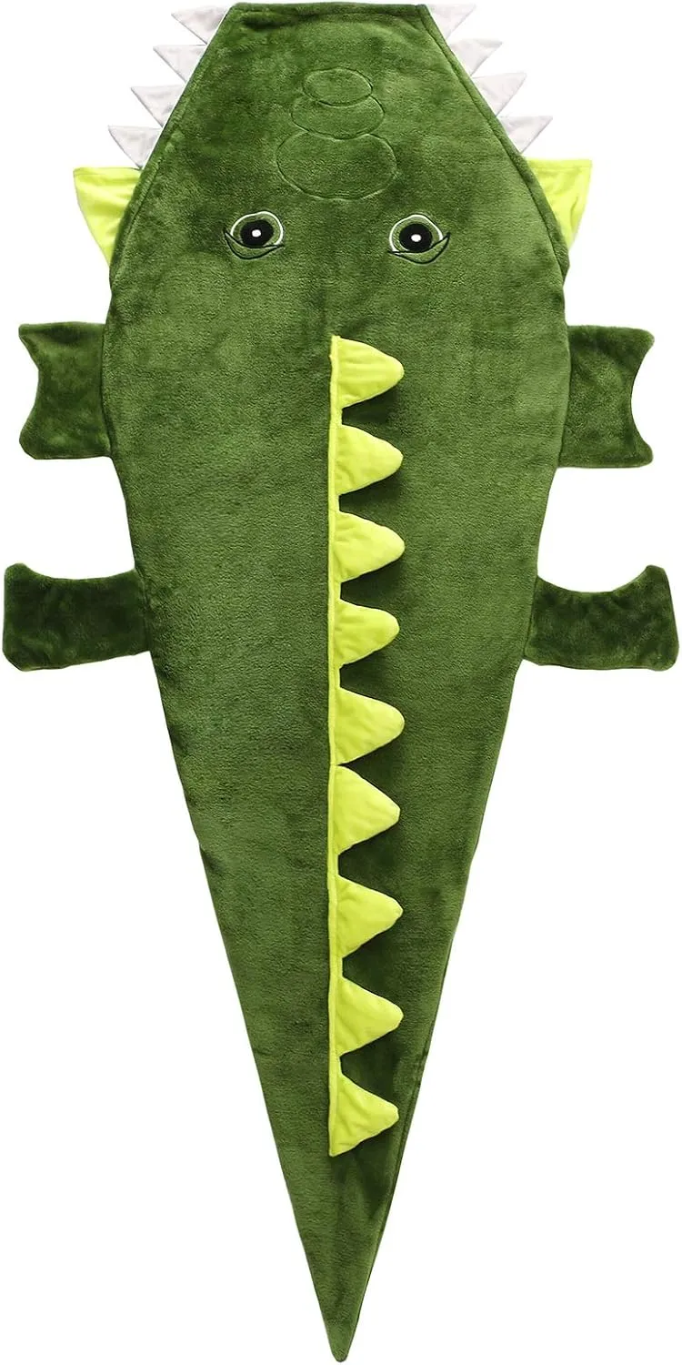 Crocodile Animal Tail Blanket, Soft Flannel Fleece Snuggle Blanket Sleeping Bag for Kids Teen Boys Girls