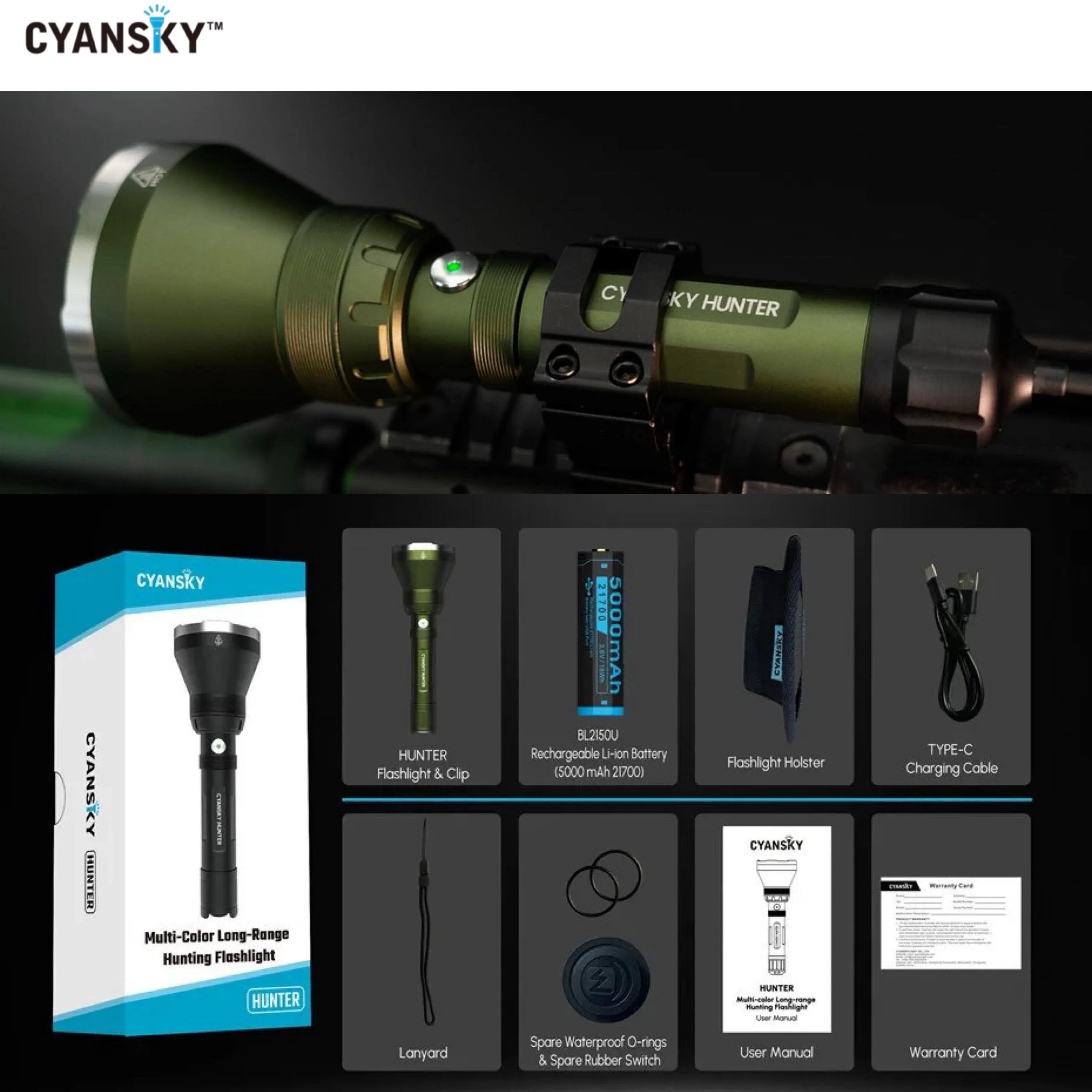 Cyansky HUNTER Multi-color Searchlight 1800LMS 818M