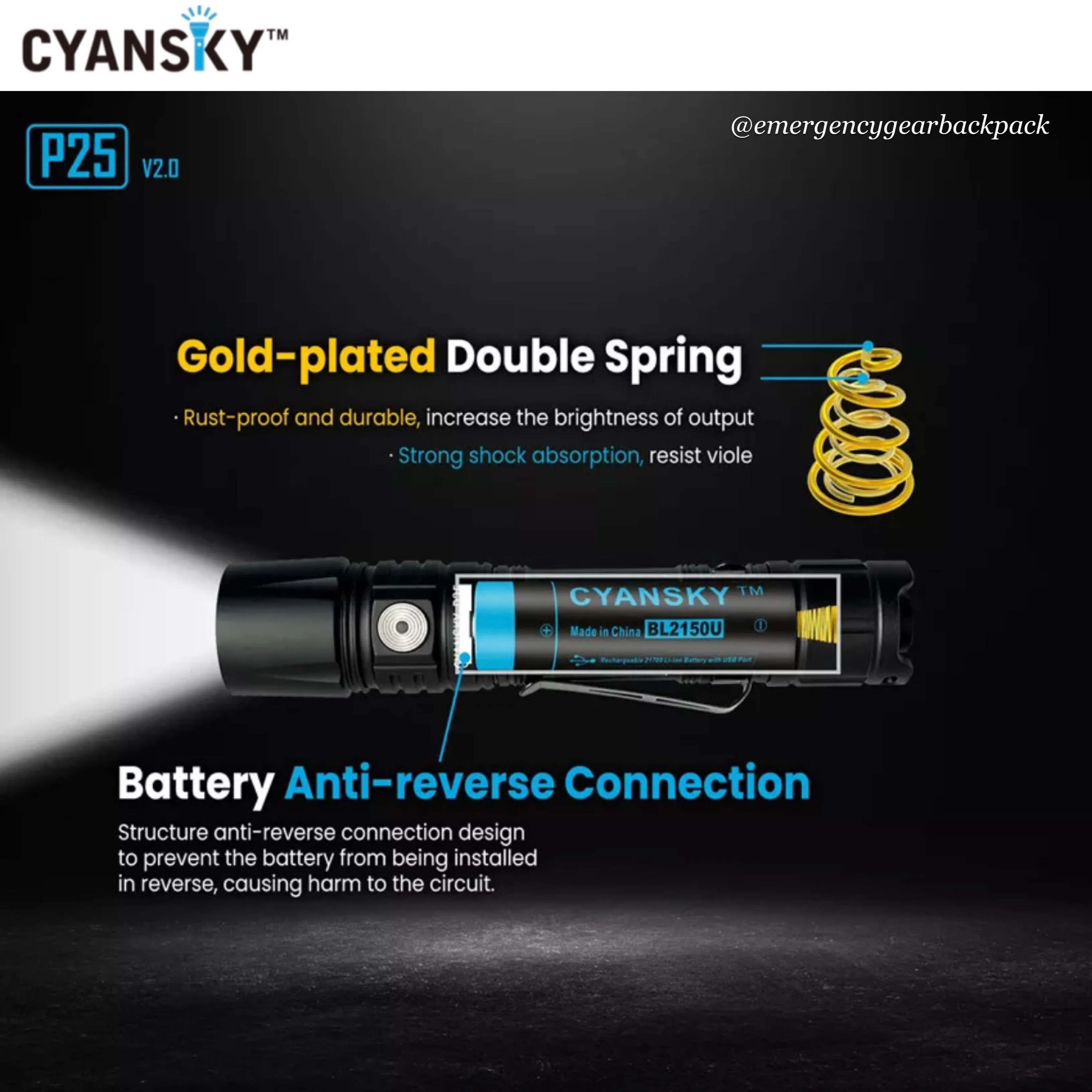 Cyansky P25 V2.0 Outdoor Flashlight 3600LMS 208M