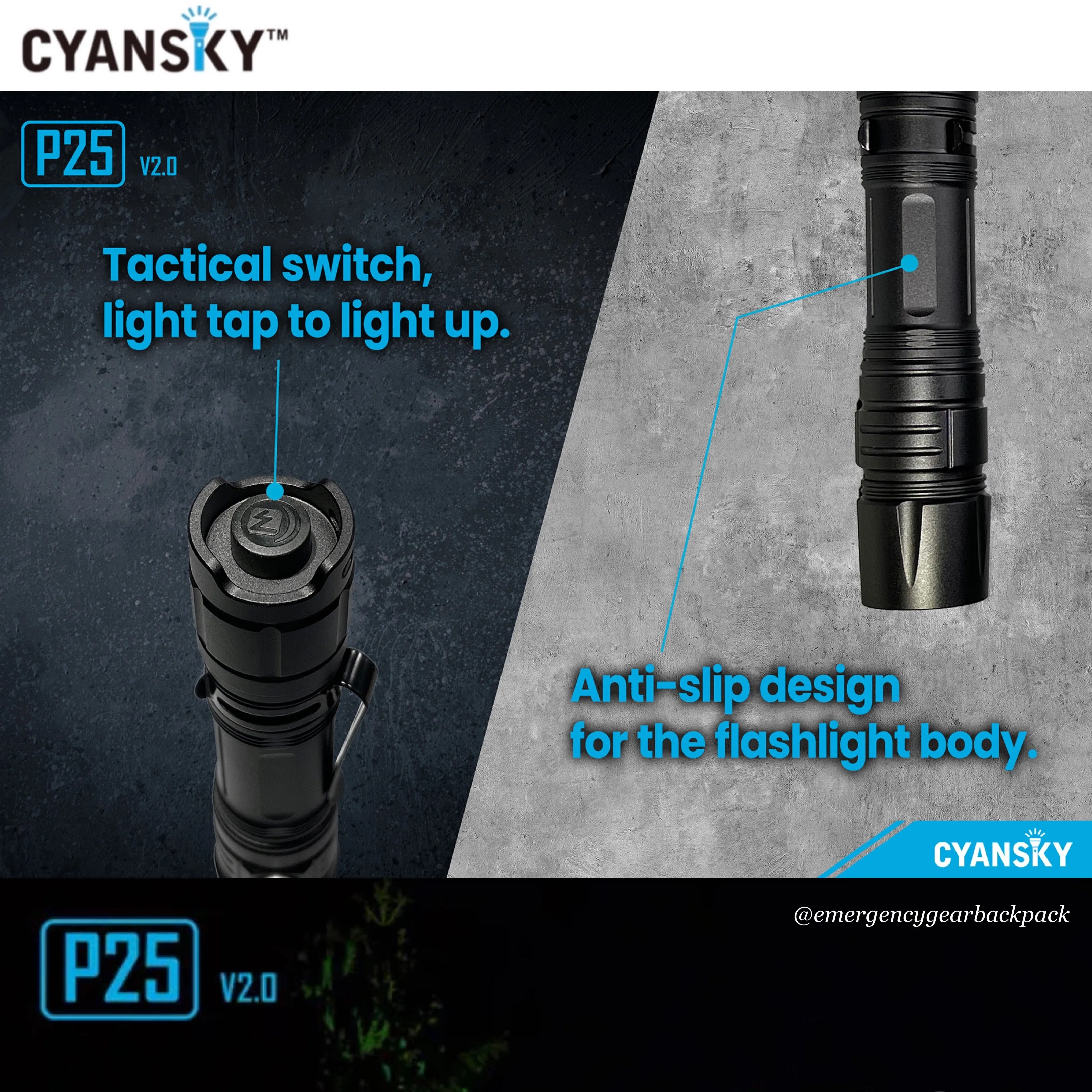 Cyansky P25 V2.0 Outdoor Flashlight 3600LMS 208M