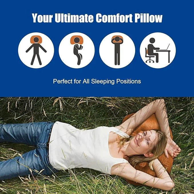 DAWNTREES 2 Pack Inflatable Pillow for Camping,Portable Compressible Ultra-light Travel Inflatable Pillow for Sleeping,Support The Neck and Lumbar,Backpacking Essentials (Orange)