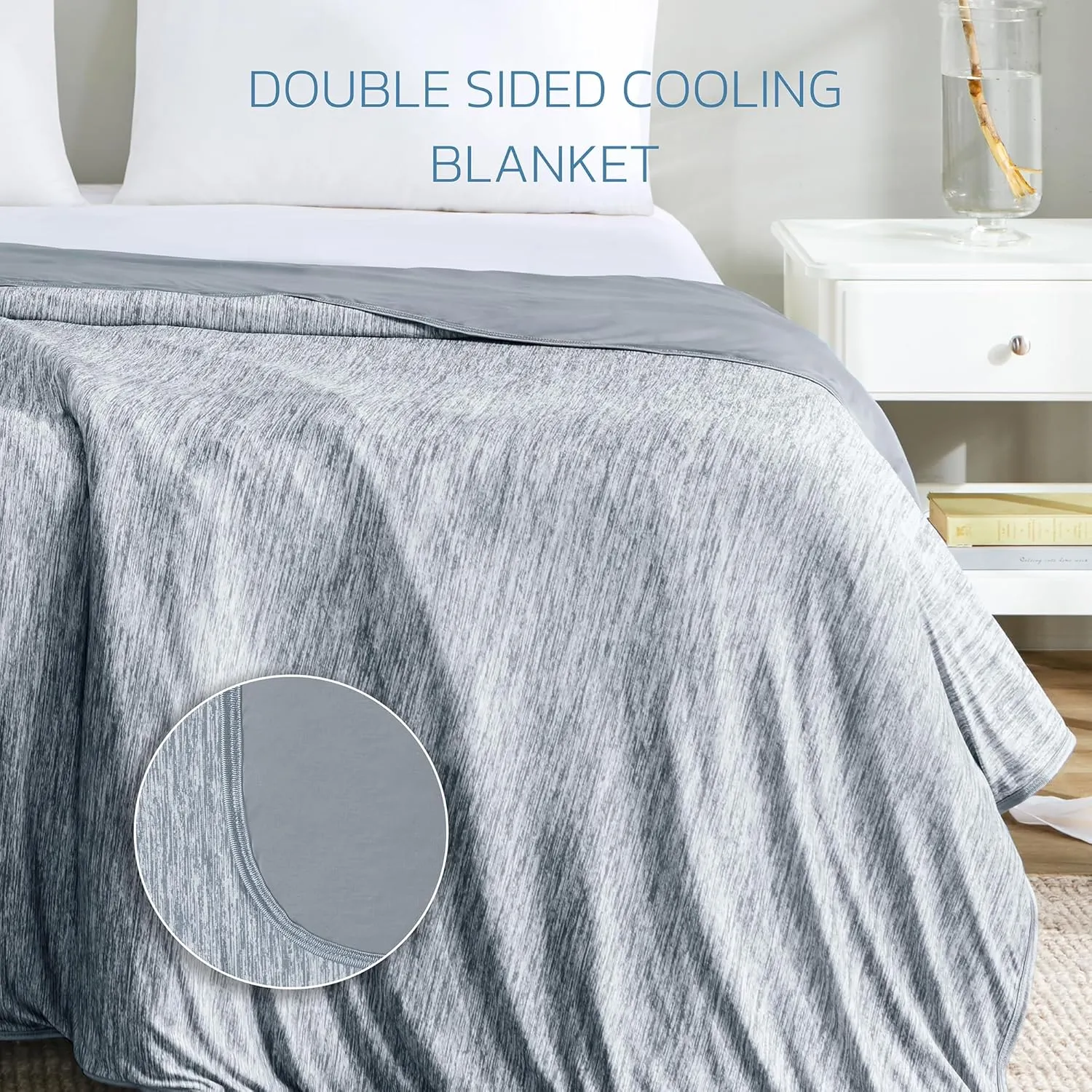 Degrees of Comfort Cooling Blanket, Summer Cooling Blankets for Hot Sleepers, Q-Max>0.4 Cold Tech Fabric, Cold Summer Bedding Queen Size, Grey