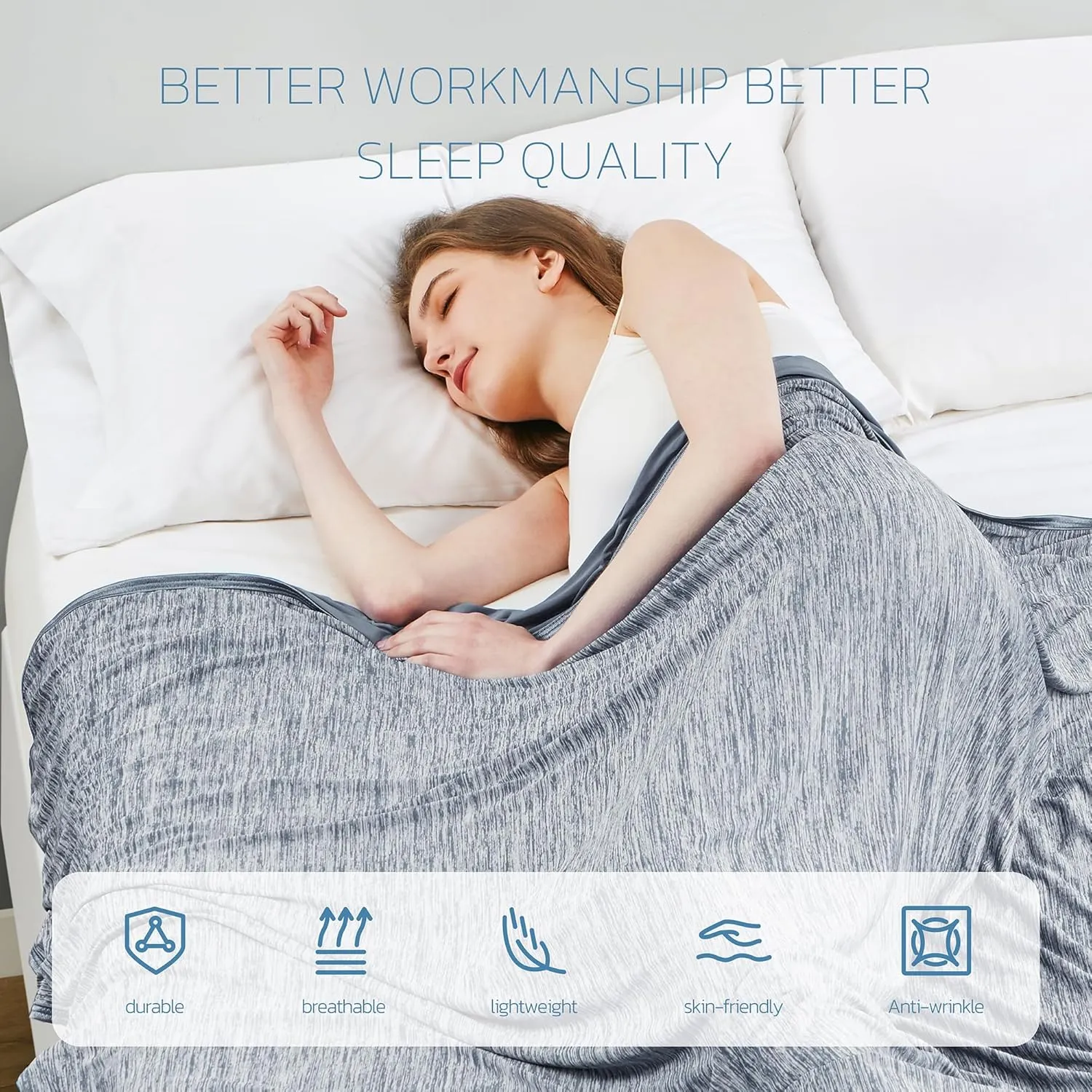 Degrees of Comfort Cooling Blanket, Summer Cooling Blankets for Hot Sleepers, Q-Max>0.4 Cold Tech Fabric, Cold Summer Bedding Queen Size, Grey