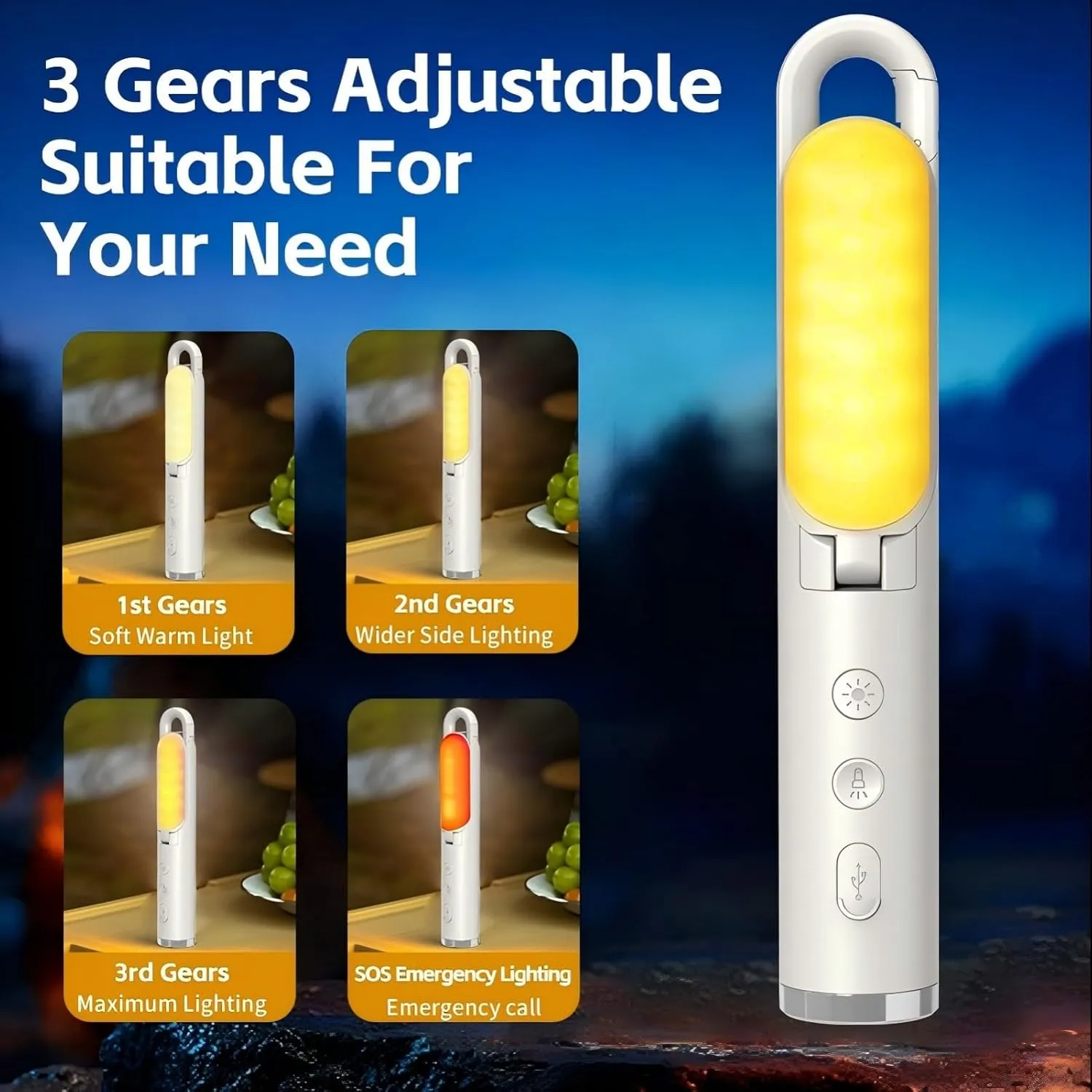 DH01 Outdoor Camping Light,Rechargeable Handcarry Light,Hanging Lamp Outdoor Indoor Tents Hiking Emergency Power Cut,Flashlight for Traveling,Portable Camping Light