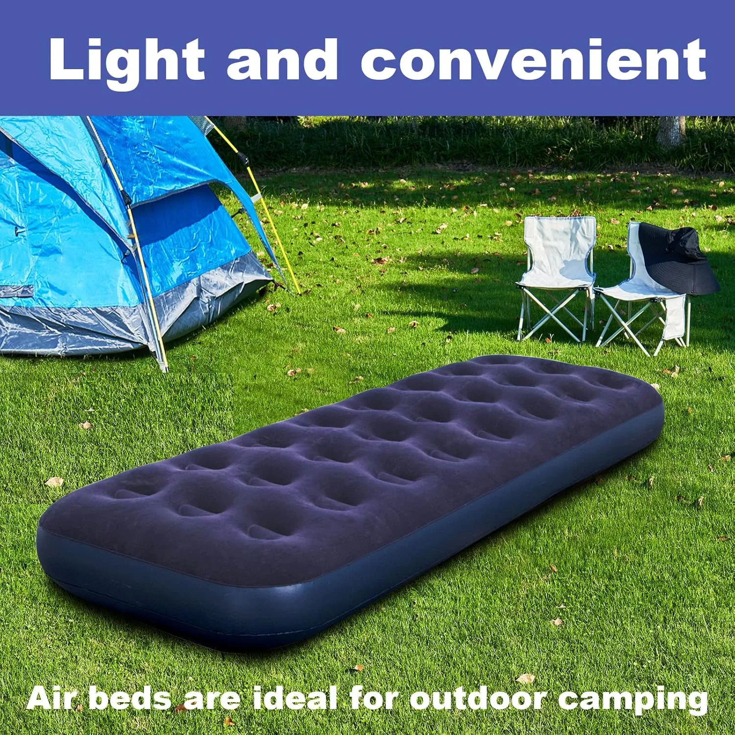 DIMAR GARDEN Single Size Air Mattress Inflatable Camping Bed Sleeping Pad,Include Hand Pump