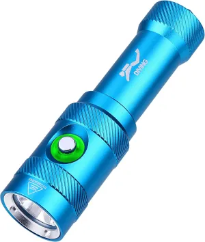 DM006 Dive Light Scuba Diving Flashlight, 1050 Lumens Underwater Flashlight with 3400mAh Rechargeable Battery, IPX8 Waterproof Flashlight for Diving Camping & Outdoor Activities