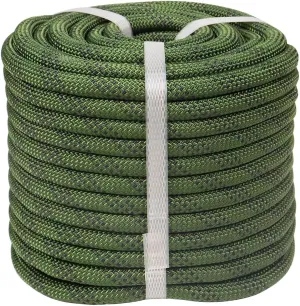 Double Braided Arborist Rigging Rope (1/2 in x 100 ft) Strong Polyester Rope 48 Strands for Tree Work Pulling Swing Sailing, ArmyGreen/Black
