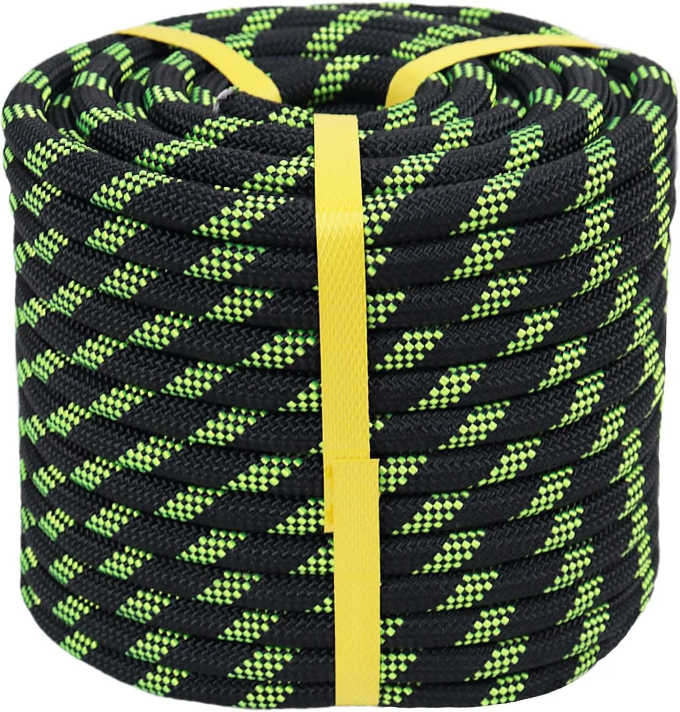 Double Braided Arborist Rope (1/2 in x 100 ft) Climbing Rope High Strength Polyester Rope for Tree Climbing Pulling Swing Sailing, Black/Fluorescent Green