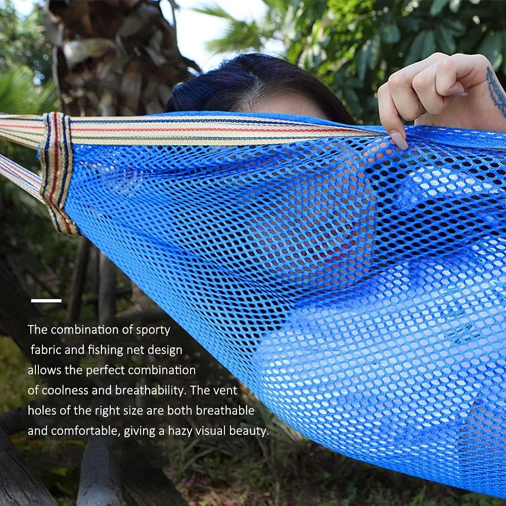 Double Hammock Couple Hammock - Outdoor Camping Survival Travel-Mesh Ice Silk Anti-Rollover Hammock Swing Indoor Chair -Maximum Load of 250 Kg