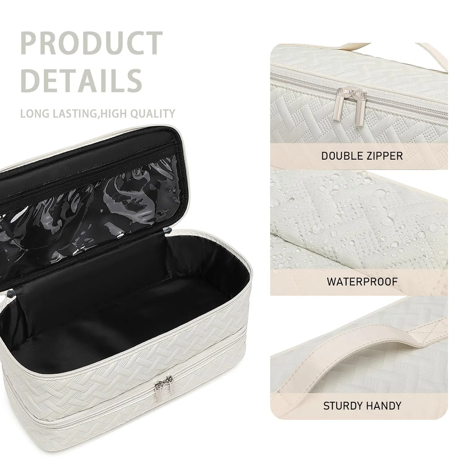 Double-Layer Travel Carrying Case for Revlon One-Step Hair Dryer Brush Volumizer Styler Shark FlexStyle Attachment Portable Storage Organizer Bag Hair Tools Travel Bag (Beige)