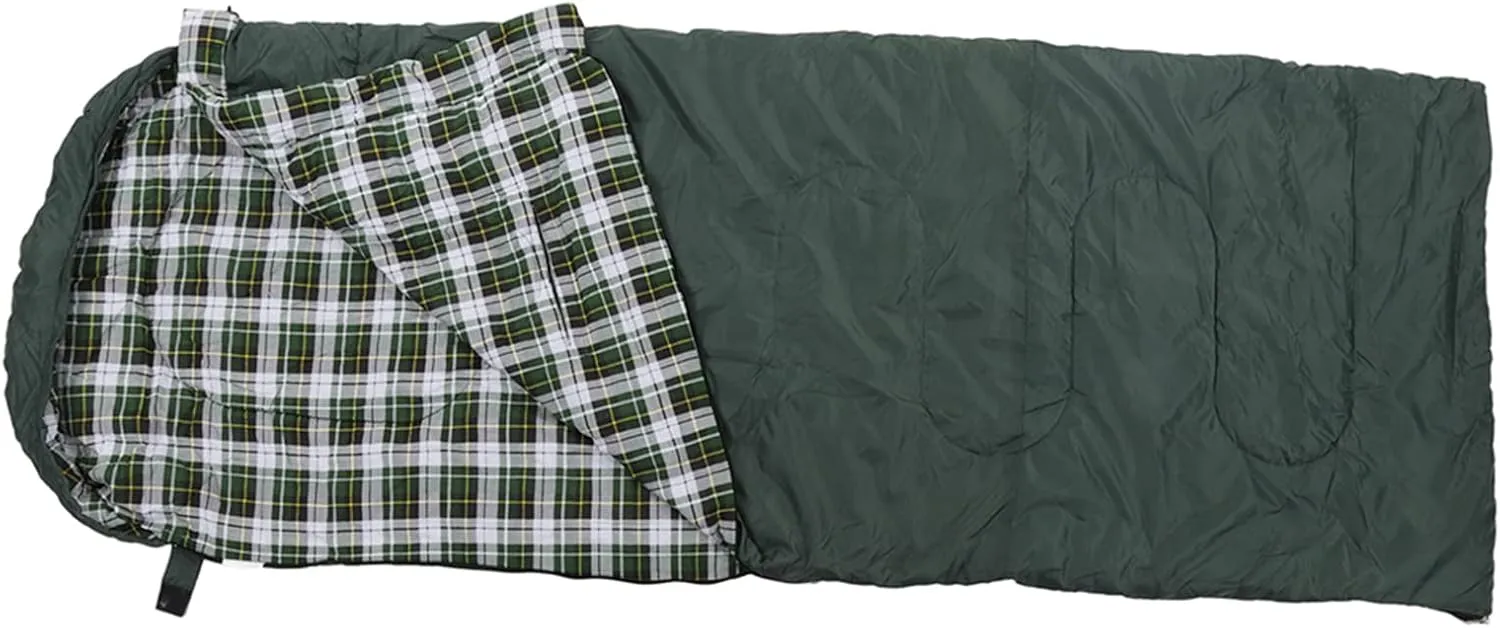 Double Person Camping Sleeping Bag, Hiking Sleeping Bag with Cotton Fill, Sleeping Bag Transforms into Quilt, Mat, and Double Sized Bag, Warm Flannel Sleeping Bag for Outdoors