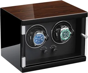 Double Watch Winder for Automatic Watches Soft Leather Adjustable Watch Pillow Silent Motor 5 Gear Adjustment Watch Winder for Automatic Watches