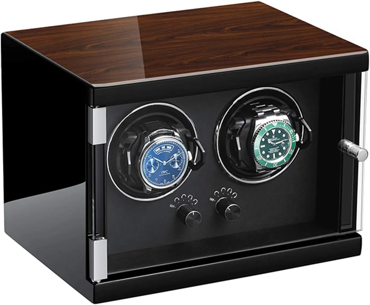 Double Watch Winder for Automatic Watches Soft Leather Adjustable Watch Pillow Silent Motor 5 Gear Adjustment Watch Winder for Automatic Watches