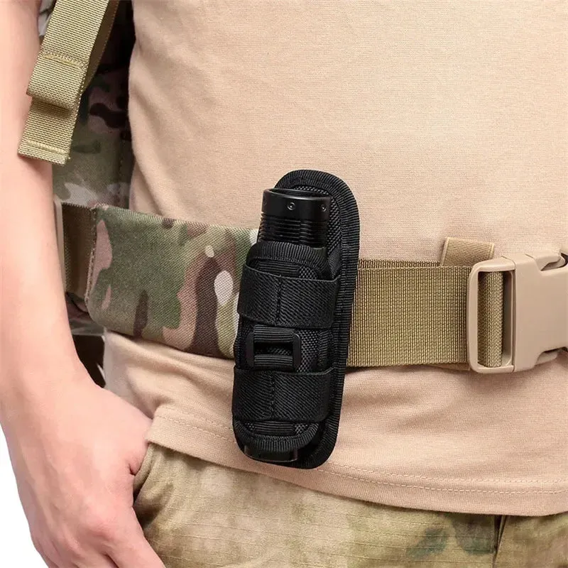 Durable Nylon Flashlight Pouch with 360° Rotary Belt Clip
